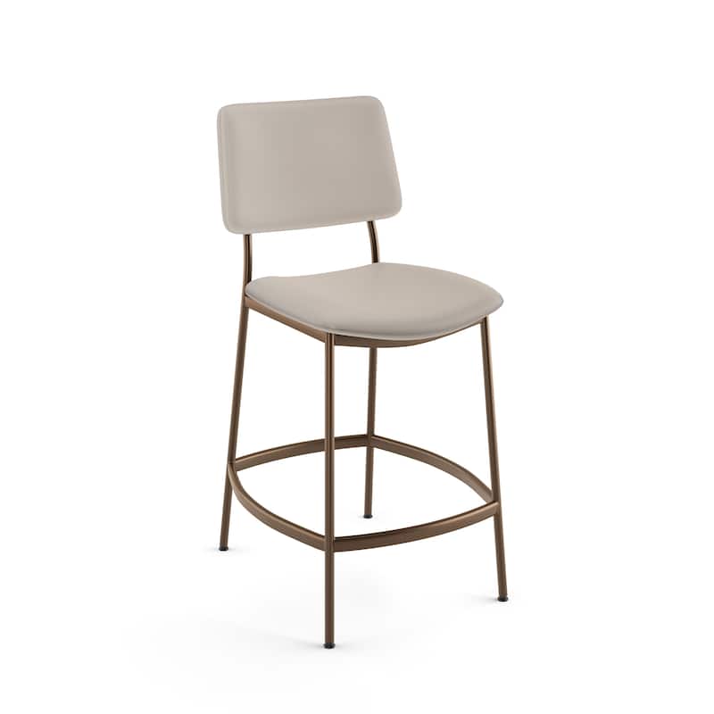 Amisco Sullivan Counter Stool - Cream Faux Leather / Bronze Metal