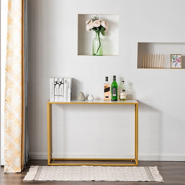 Sofa Side Table with Marble Aboards panel and Metal Legs. Opens flyout.