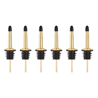 6pcs Stainless Steel Liquor Pourer Flow Wine Bottle Pour Spout, Gold