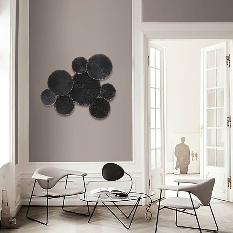 Abstract Black with Gold Large Metal Wall Art Decor