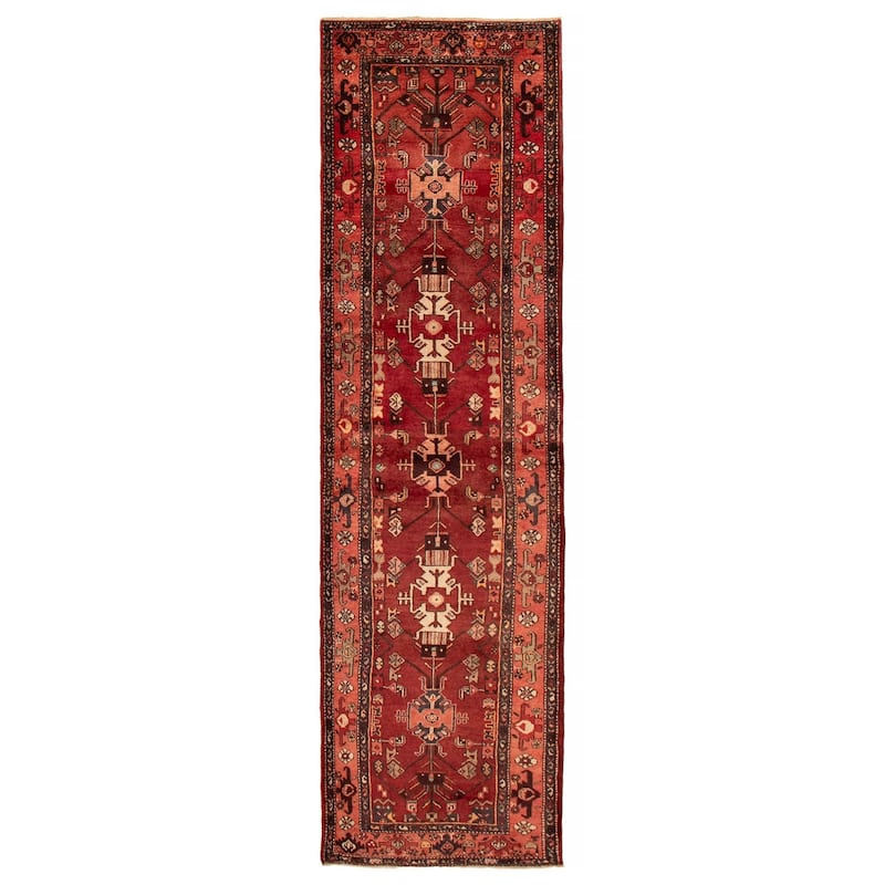 ECARPETGALLERY Hand-knotted Anadol Dark Red Wool Rug - 3'5 x 10'10 - Dark Red - 3'5 x 10'10