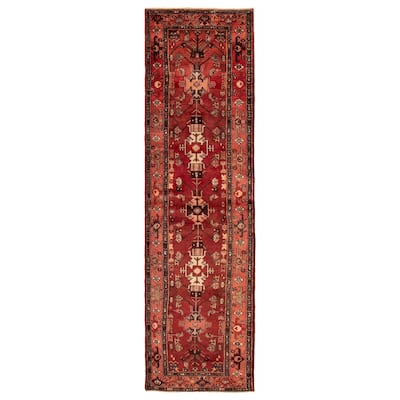 ECARPETGALLERY Hand-knotted Anadol Dark Red Wool Rug - 3'5 x 10'10