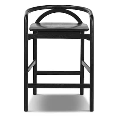 Poly & Bark Yokohama Counter Stool in Black - Solid Oak Wood