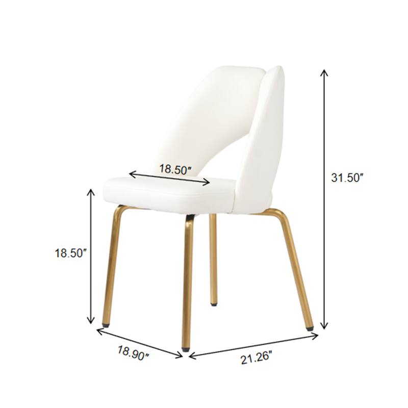 18.5''H Faux Leather Dining Chairs with Gold Metal Legs (Set of 2)