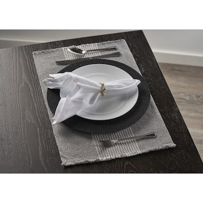 LR Home Bold Striped Gray Place Mat - 1'-1" X 1'-7"