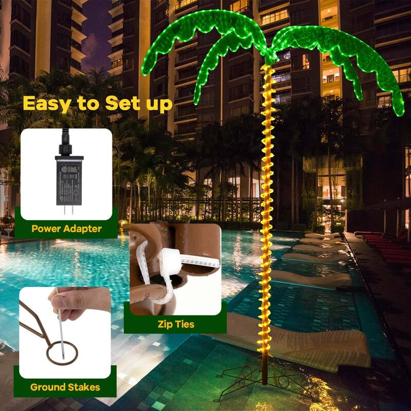 Costway 7.5 FT Lighted Palm Tree with 332 LED Lights Holographic Trunk - See Details