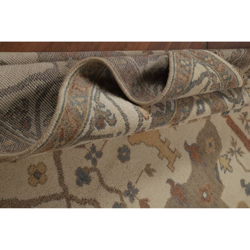 Earth Tone Oushak Indian Area Rug Hand-Knotted Wool Carpet - 8'3" x 9'8"