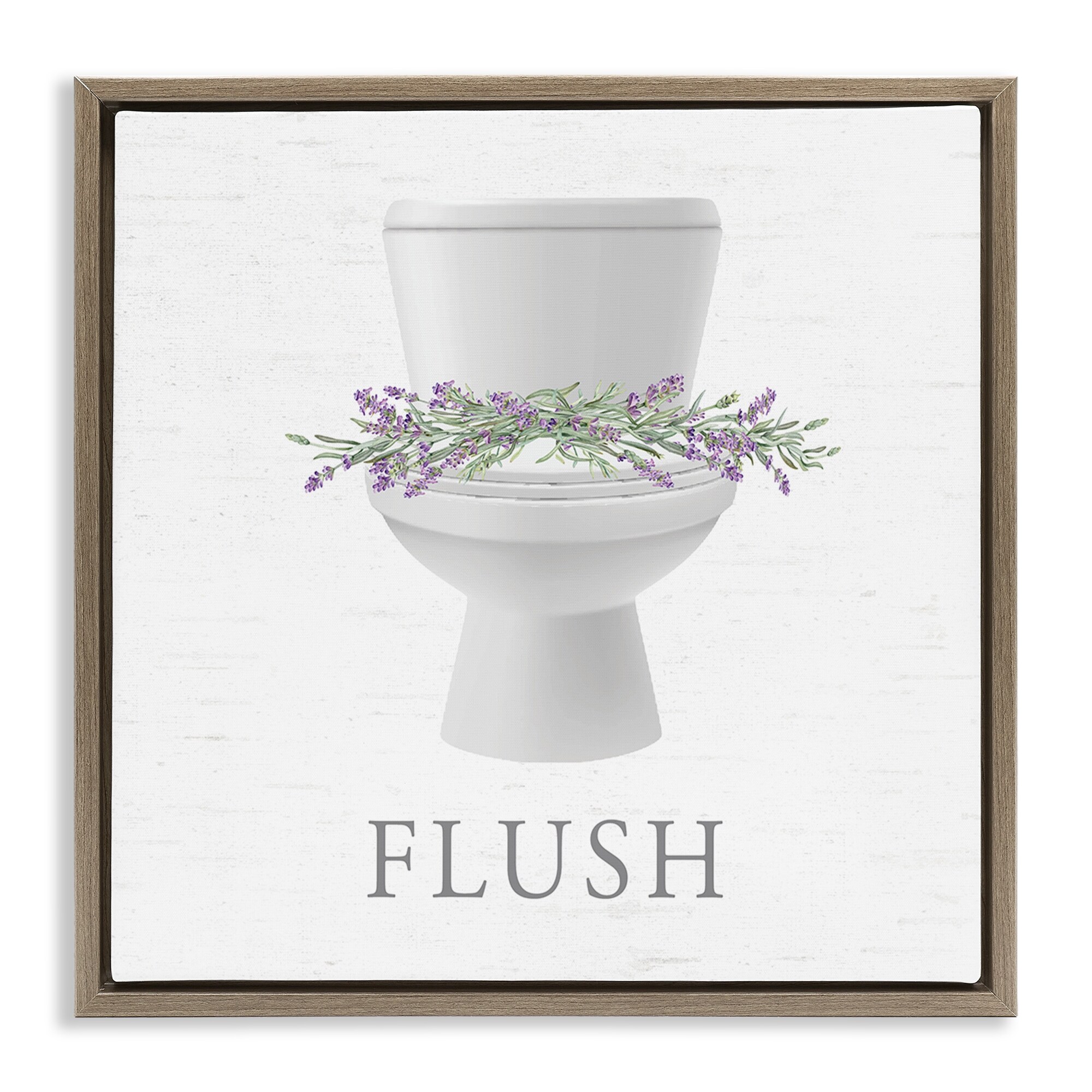Stupell Flush Toilet & Lavender Framed Floater Canvas Wall Art Design By Lettered and Lined
