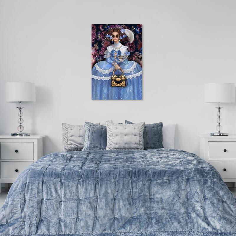 Wynwood Studio Canvas Fashion and Glam Fashion Lavender Sparkles Blue and Traditional Wall Art Canvas Print