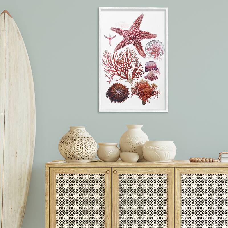 Stupell Rosy Undersea Creatures Framed Giclee Art Design By Ramona Murdock