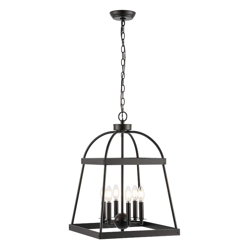 SAFAVIEH Lighting Luzie 86" Traditional Chandelier (6-Bulb) - 16" W x 16" D x 86" H - Black