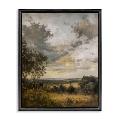 Stupell Rural Meadow at Dawn Framed Floater Canvas Wall Art Design By LSR Creative Studio