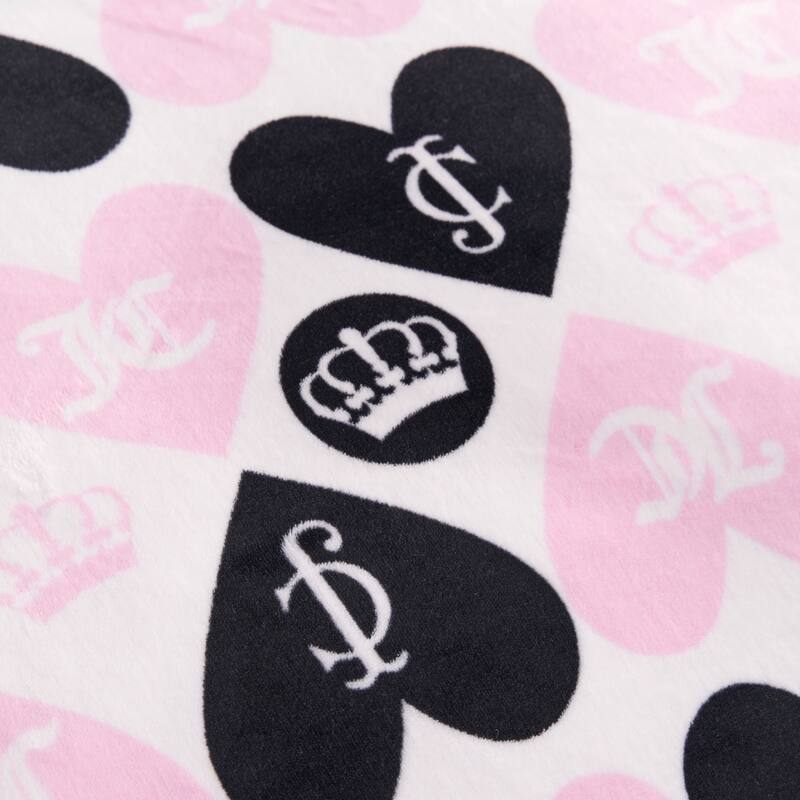 Juicy Couture Plush Queen Heart Logo Reversible Comforter Sets