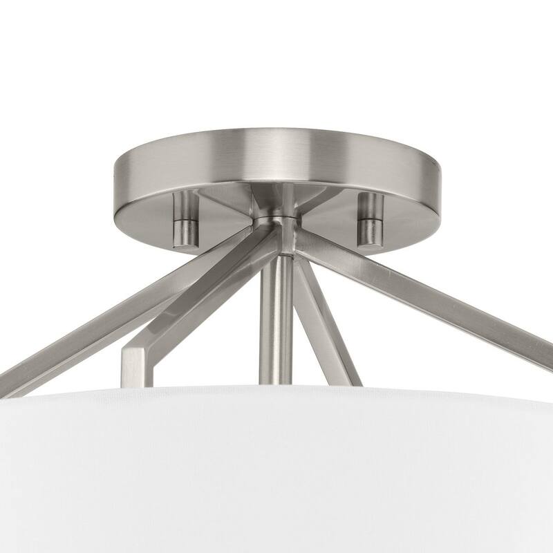 Goodwin Collection 13 in. Two-Light Brushed Nickel Modern Farmhouse Semi-Flush Mount Convertible - 13 in x 13 in x 9.87 in