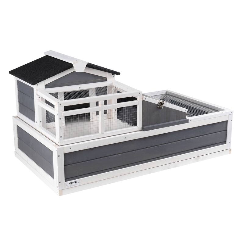 Tortoise House,Tortoise Habitat with Balcony & 2 Stories, Wooden Tortoise Enclosure Indoor & Outdoor - No light stand - Translucent