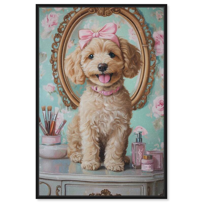 Puppy at the Vanity Canvas by Art Remedy - Black - 24" x 36"