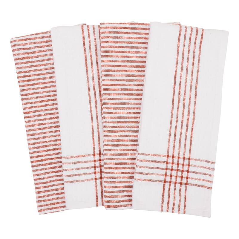 Monoco Relaxed Casual Kitchen Towels, Set of 4 - Spice