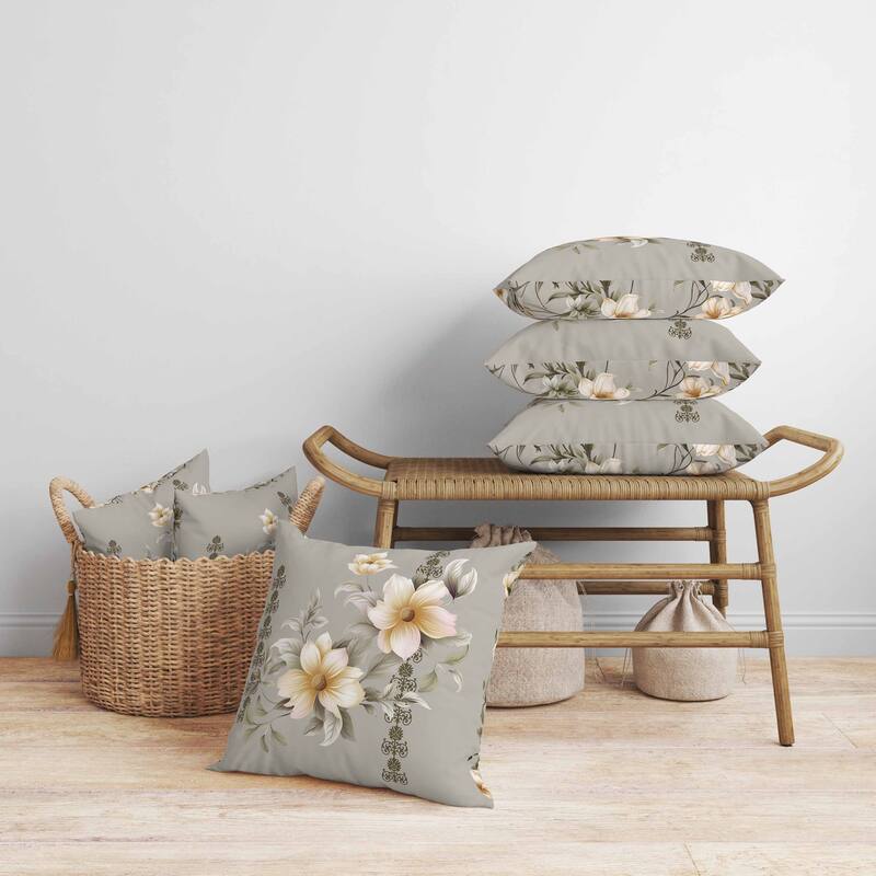 Petal Perfection Faux Suede Reversible Throw Pillow Green and Yellow