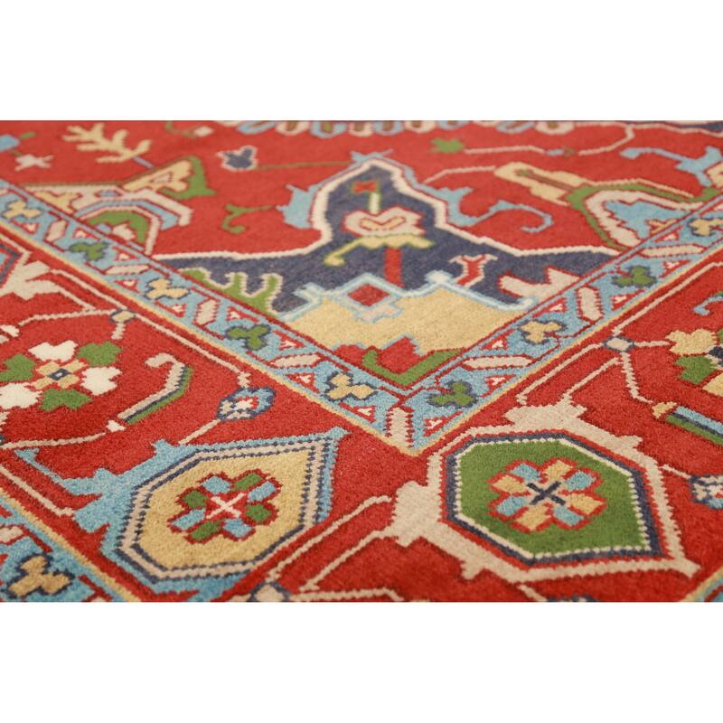Medallion Heriz Serapi Indian Large Rug Handmade Wool Carpet - 9'11" x 13'10"