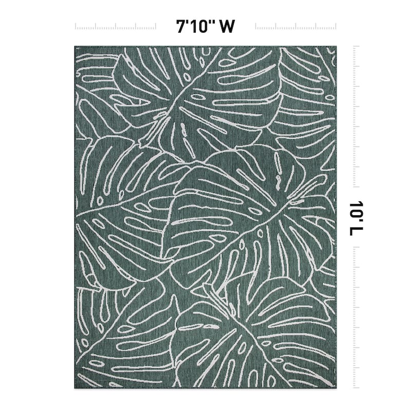 World Rug Gallery Contemporary Tropical Leaves Indoor/Outdoor Area Rug