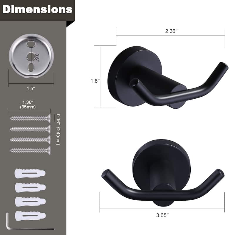 WOWOW Knob-Hook Double Robe/Towel Hook 2-Pieces