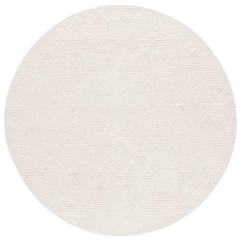 SAFAVIEH Handmade Ebony Julya Geometric Wool Rug - 6' Round - Ivory/Beige