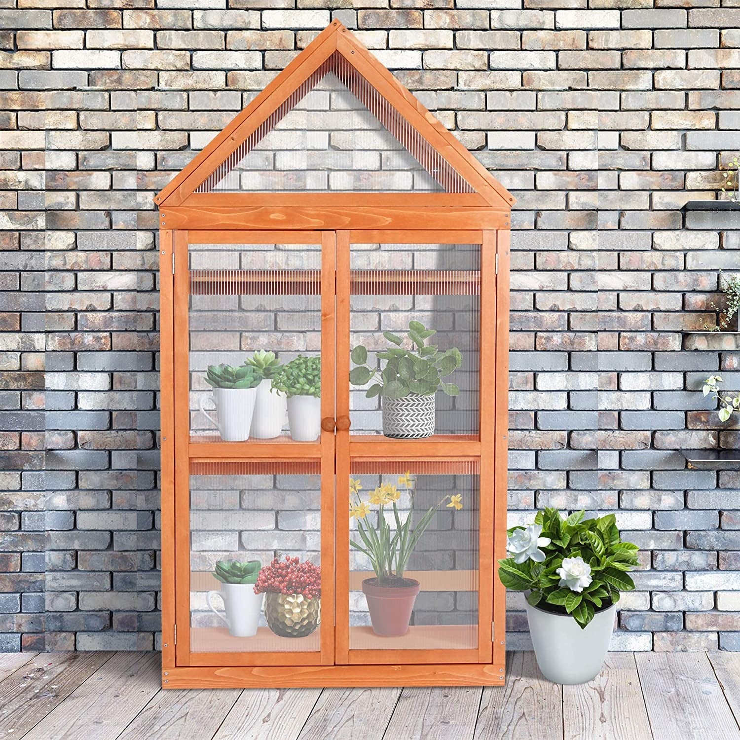 Raised Flower Planter Shelf Protection for Outdoor Indoor Use Garden Portable Mini Greenhouse Cabinet MCombo Greenhouse Wooden Cold Frame Greenhouse 
