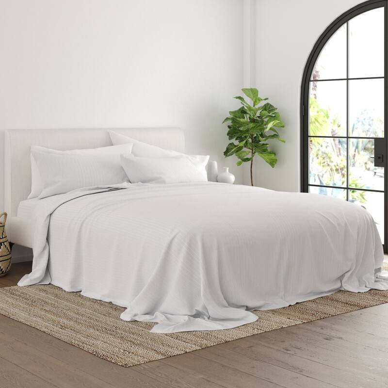 Becky Cameron Pinstriped Pattern 4 Piece Deep Pocket Bed Sheet Set