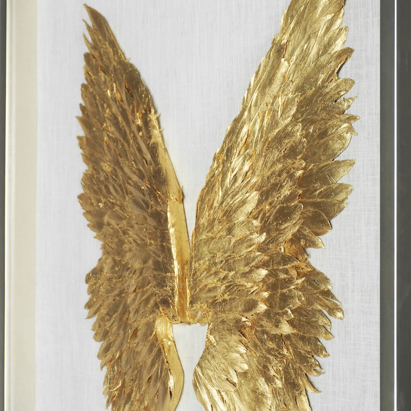 HUJI Gold Wings Shadow Box Wall Decor