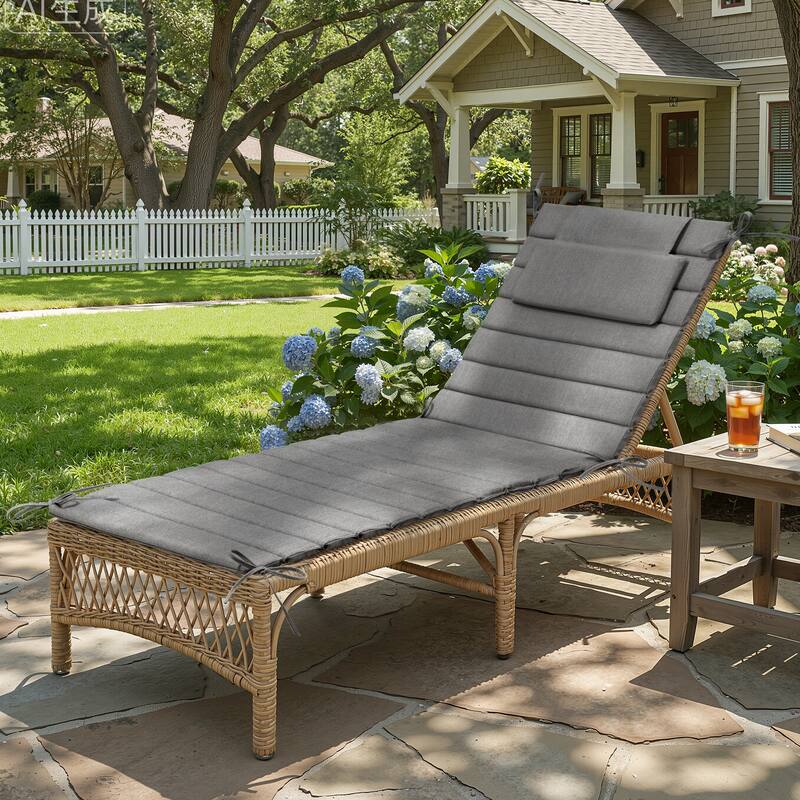 Pellebant Outdoor Chaise Lounge Cushions Patio Lounger Pad with Straps