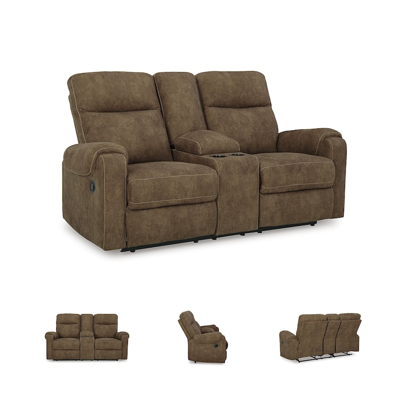 Signature Design by Ashley Edenwold Brown Reclining Loveseat with Console - 75"W x 40"D x 40"H