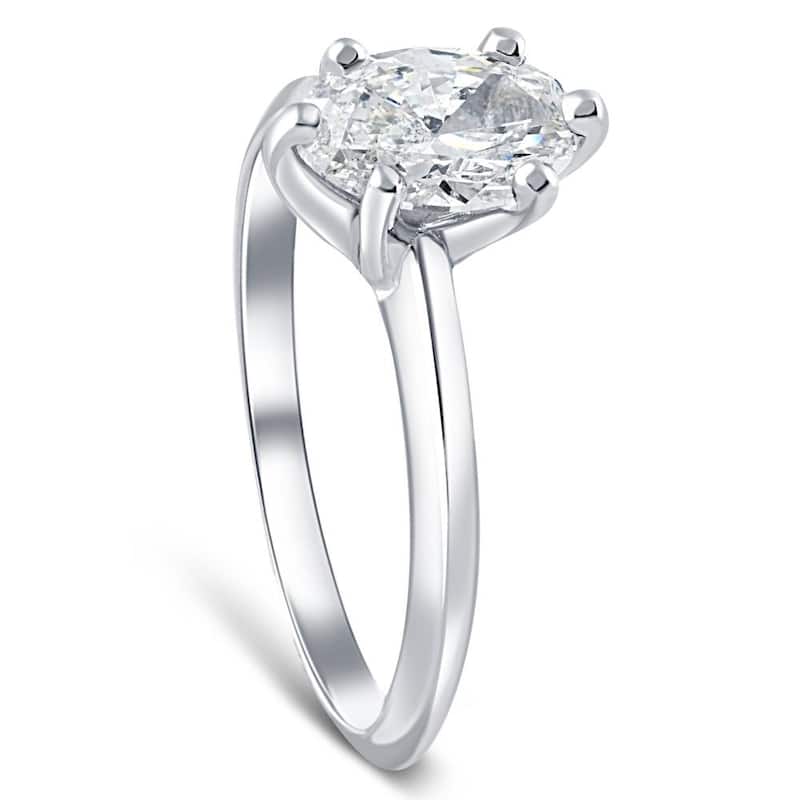 Certified Platinum 1 Ct Oval Cut Natural Diamond Solitaire Engagement Ring G/SI1