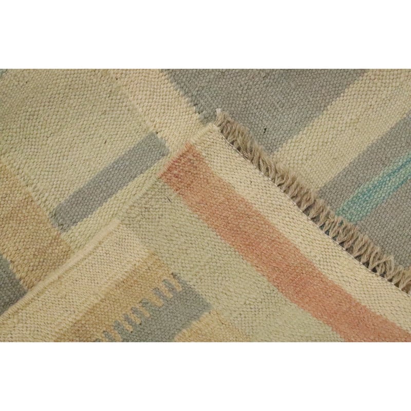 Hand Woven Oriental 100% Wool Carpet Southwestern Modern Multi-Colored Kilim Area Rug - 5' 8'' X 4' 0''