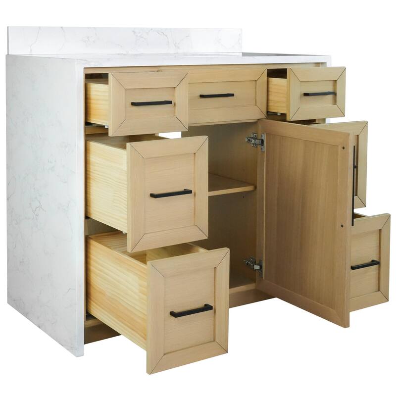 KitchenBathCollection Palisade 42" Waterfall Vanity with Engineered Marble Top