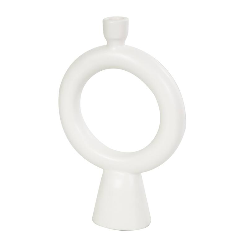 Ceramic Geometric Ring Candle Holder - Set of 2 Black - CosmoLiving by Cosmopolitan