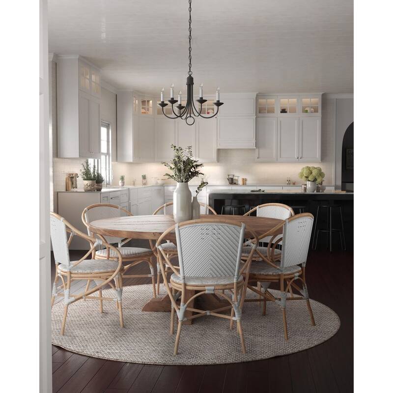 Five-Light Textured Black White Candles Traditional Chandelier Light - 14.500" x 12.630" x 12.630"