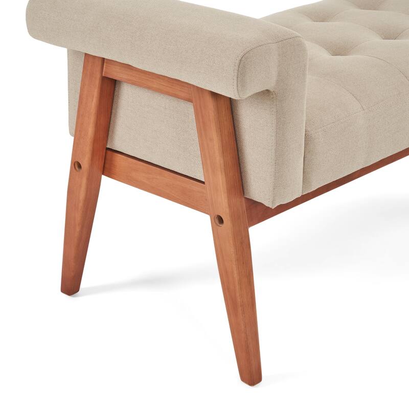 Upholstered Bench for home - Beige+Brown
