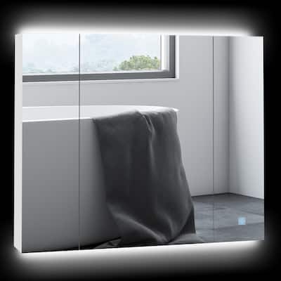 Wall-Mounted Medicine Cabinet with LED Lighted and Adjustable Shelves
