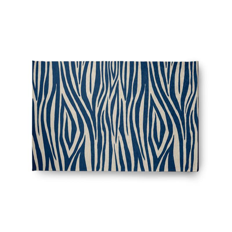 Wood Stripe Design Chenille Area Rug - 2' x 3' - Blue