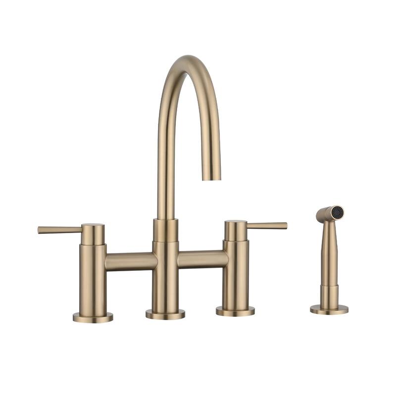 PROOX Double Handle Bridge Kitchen Faucet with Side Sprayer