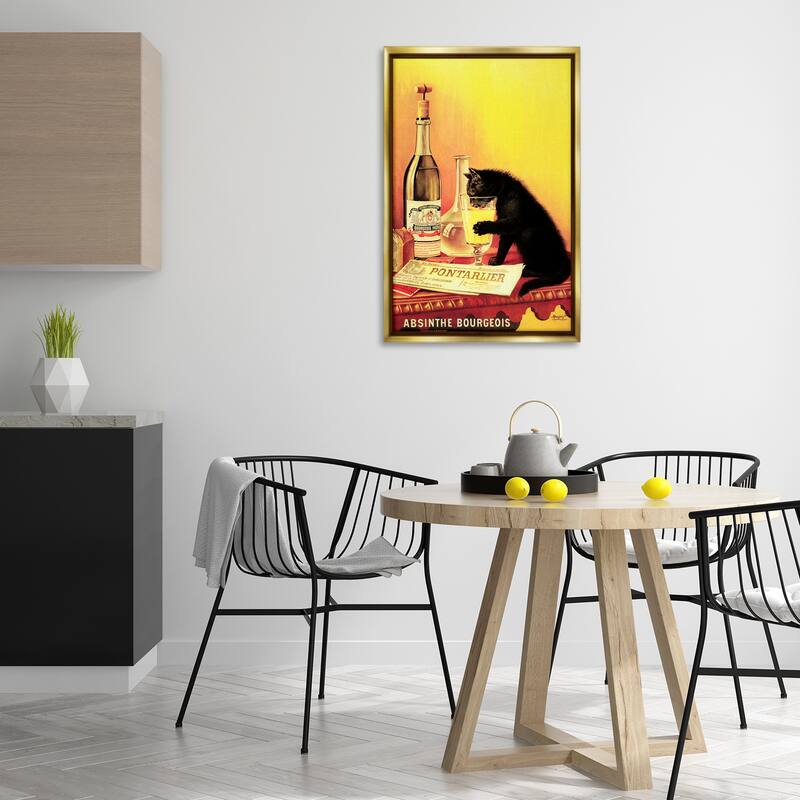 Stupell Vintage Cat & Absinthe Framed Floater Canvas Wall Art Design By Marcus Jules