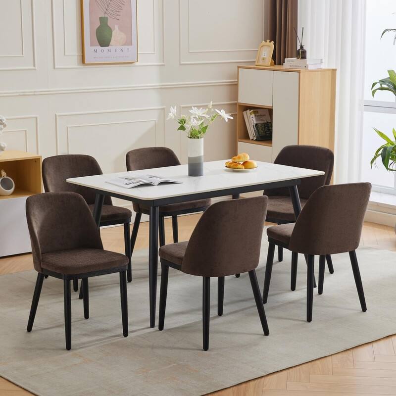 Modern Upholstered Dining Chair Set of 2, Kitchen Chair with Wooden Legs