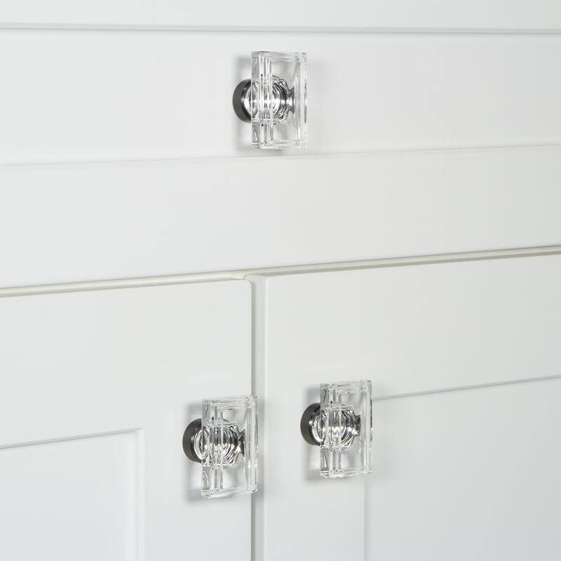 Grandeur CARR-CRYS-KNOB-LG Carre 1-3/4” Crystal Rectangular Emerald