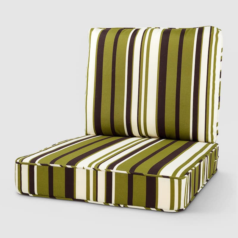 Haven Way Universal Outdoor Deep Seat Lounge Chair Cushion Set - 23x26 - Green Stripe