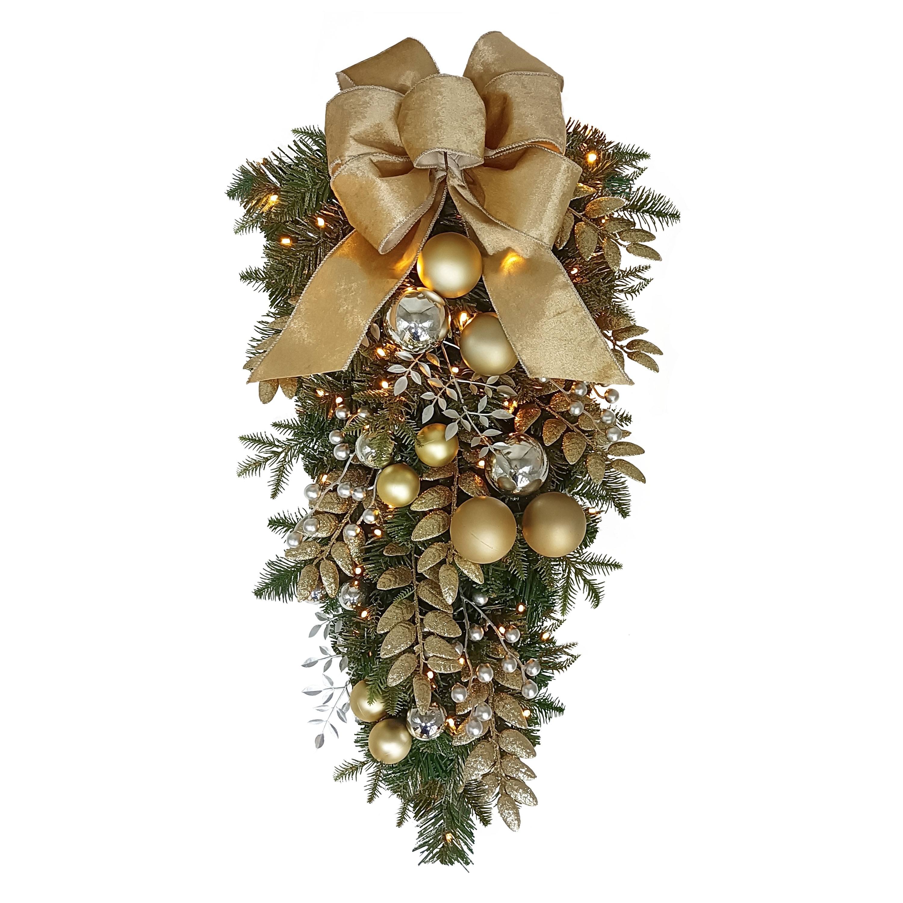 Puleo International 28" Battery-Operated Pre-Lit Decorated Artificial Swag