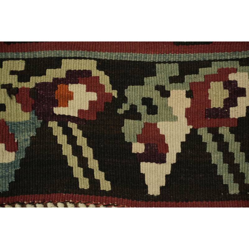 Hand Woven Oriental 100% Wool Carpet Southwestern Tribal Red Kilim Area Rug - 11' 1'' X 7' 2''