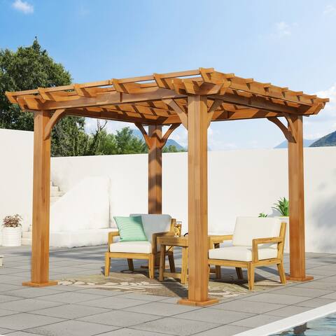 Thayer Outdoor 10' x 10' Acacia Wood Pergola by Christopher Knight Home