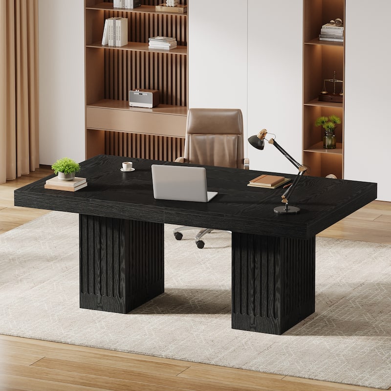 63 Inch Black Executive Desk for Home Office, Modern Style