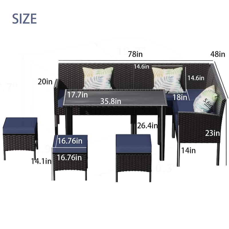 7-piece Small Space Outdoor Furniture Set