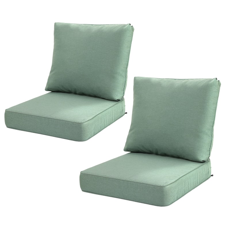 Aoodor Outdoor Seat/Back Cushion Set of 2 - 24"W x 24"D - Forest Green